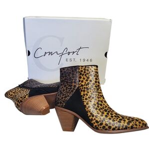 NEW Cato Women's Comfort Ankle Boots Animal Print Size 7M